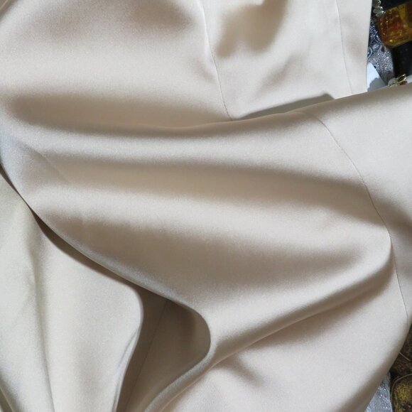 Sally LAPOINTE khaki SILK sheath dress one shoulder sheer mesh cocktail NWT sz 0 - Picture 7 of 10